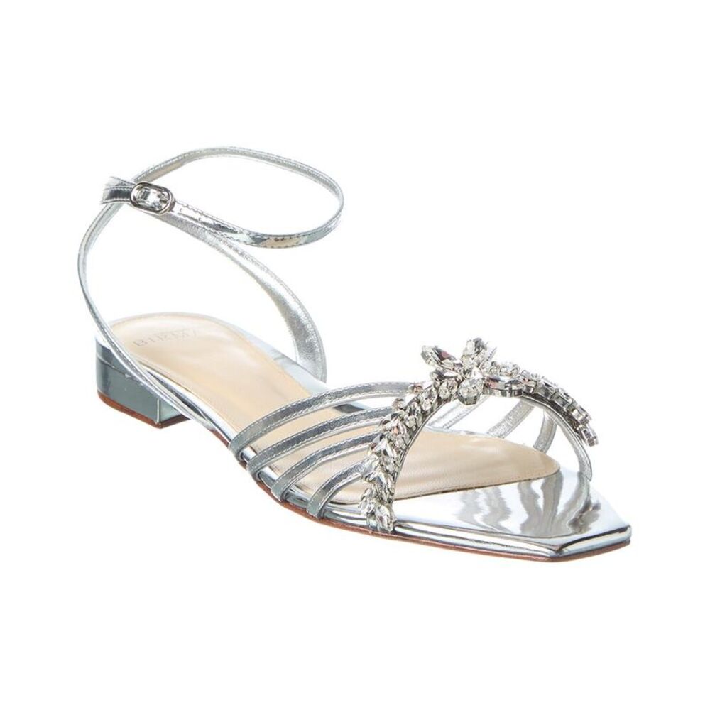 Alexandre Birman Iggy Crystals Leather Flat, Silver